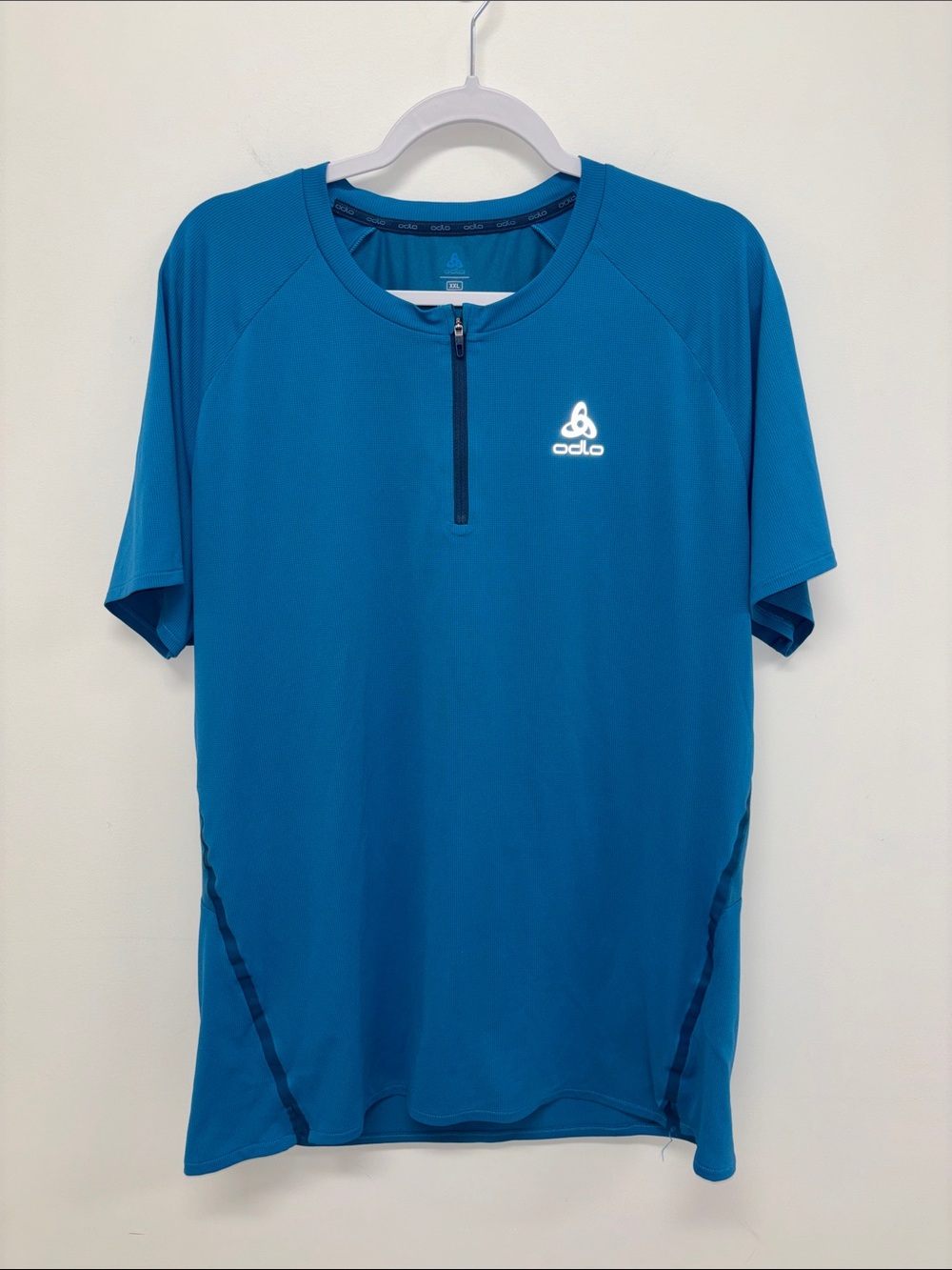 Odlo Blue Short Sleeve quarter zip vented Performance Tee XXL
